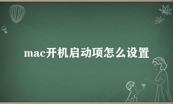 mac开机启动项怎么设置