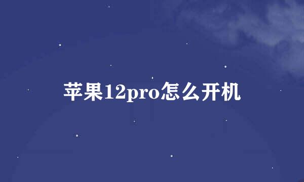 苹果12pro怎么开机