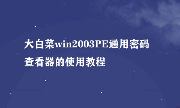 大白菜win2003PE通用密码查看器的使用教程