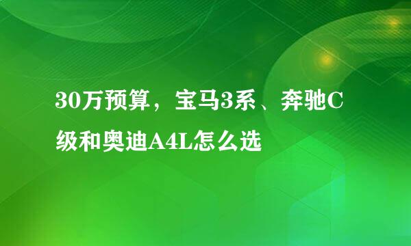 30万预算，宝马3系、奔驰C级和奥迪A4L怎么选