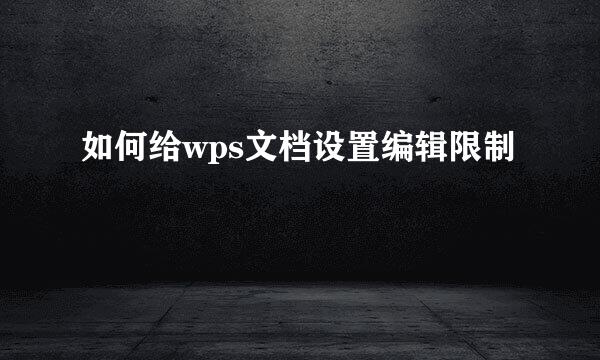 如何给wps文档设置编辑限制