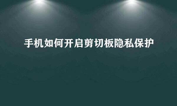 手机如何开启剪切板隐私保护