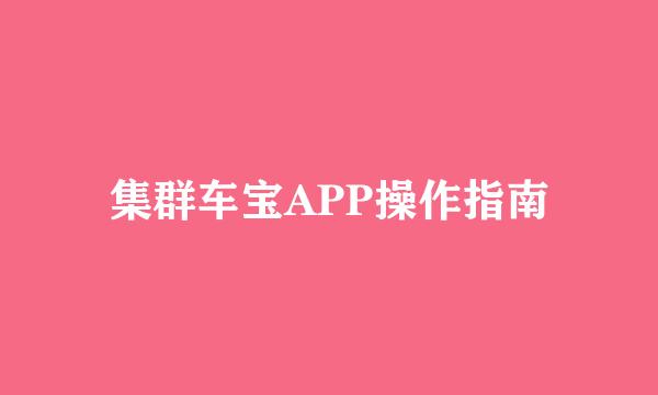 集群车宝APP操作指南