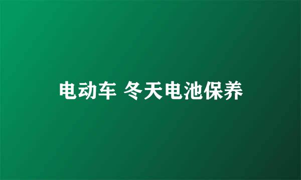 电动车 冬天电池保养