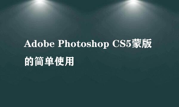 Adobe Photoshop CS5蒙版的简单使用