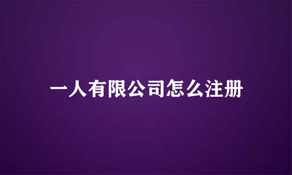 一人有限公司怎么注册