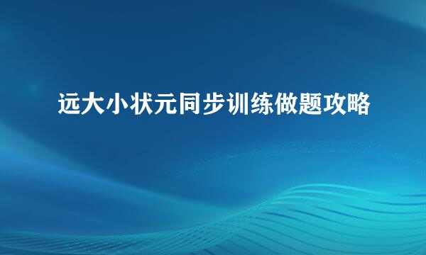 远大小状元同步训练做题攻略