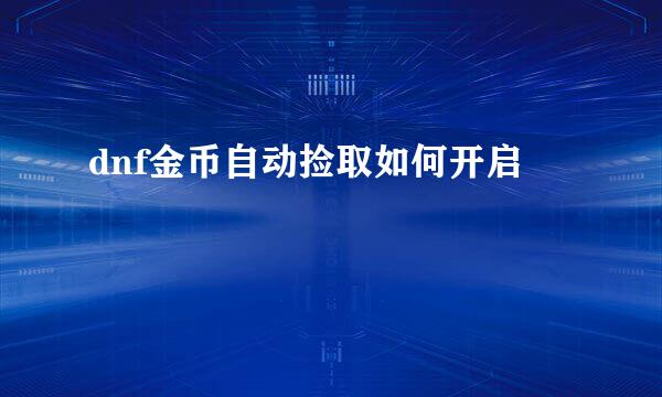 dnf金币自动捡取如何开启