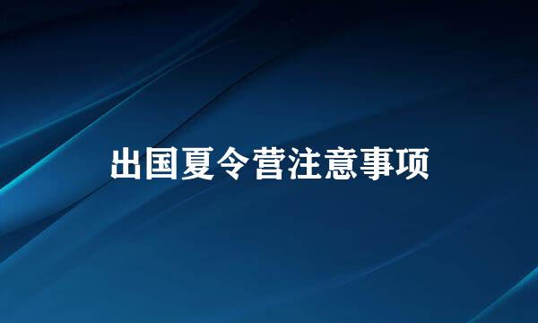 出国夏令营注意事项