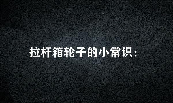 拉杆箱轮子的小常识：