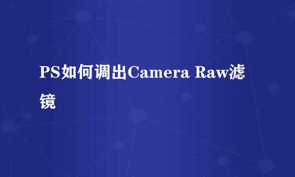 PS如何调出Camera Raw滤镜