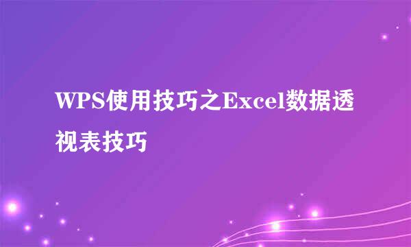 WPS使用技巧之Excel数据透视表技巧