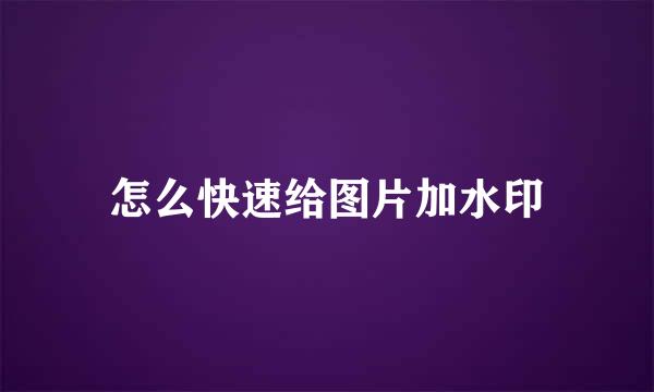 怎么快速给图片加水印