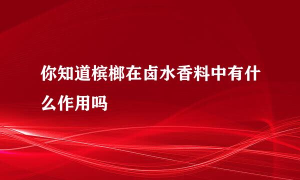 你知道槟榔在卤水香料中有什么作用吗