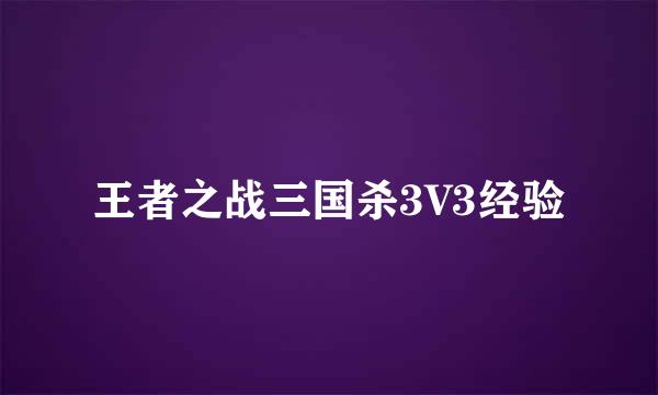 王者之战三国杀3V3经验