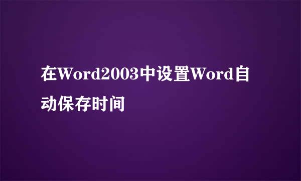 在Word2003中设置Word自动保存时间