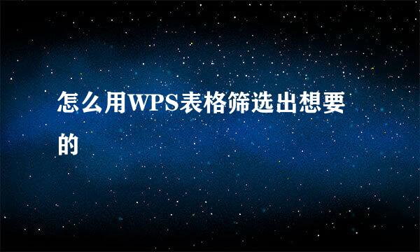 怎么用WPS表格筛选出想要的