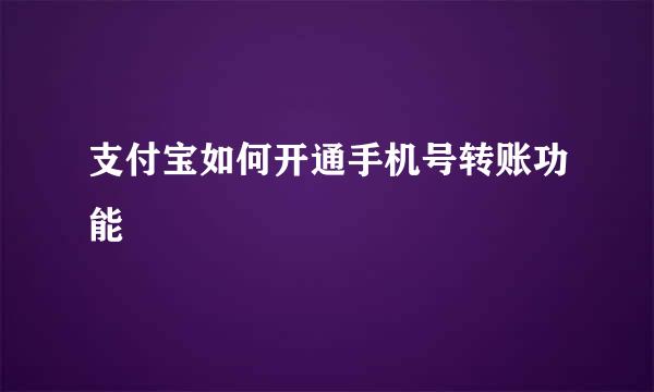 支付宝如何开通手机号转账功能