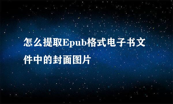 怎么提取Epub格式电子书文件中的封面图片