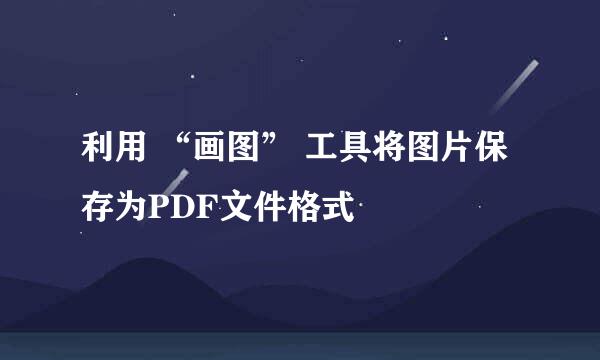 利用 “画图” 工具将图片保存为PDF文件格式