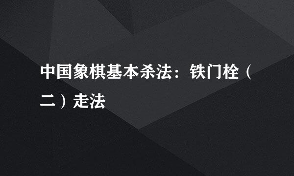 中国象棋基本杀法：铁门栓（二）走法