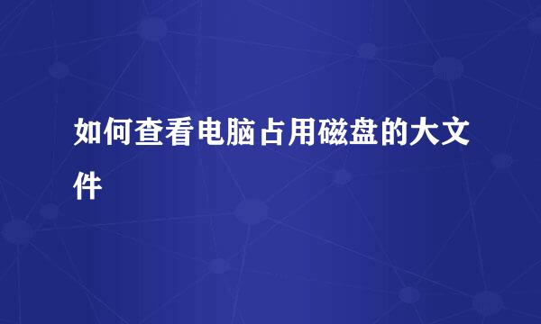 如何查看电脑占用磁盘的大文件