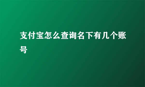 支付宝怎么查询名下有几个账号
