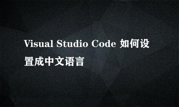 Visual Studio Code 如何设置成中文语言