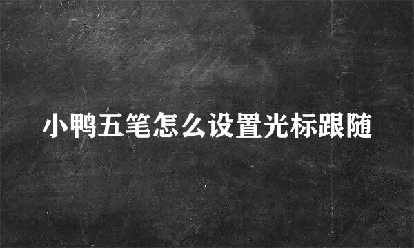 小鸭五笔怎么设置光标跟随