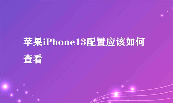 苹果iPhone13配置应该如何查看
