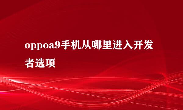 oppoa9手机从哪里进入开发者选项
