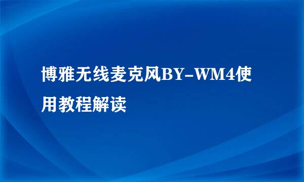 博雅无线麦克风BY-WM4使用教程解读