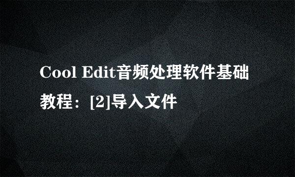 Cool Edit音频处理软件基础教程：[2]导入文件