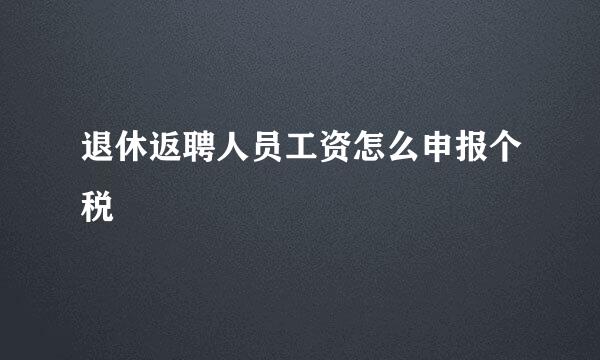 退休返聘人员工资怎么申报个税