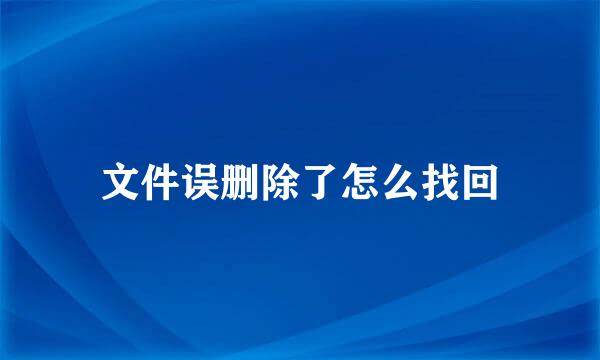 文件误删除了怎么找回