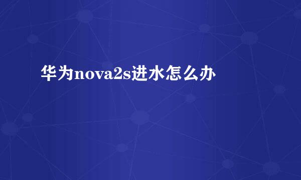华为nova2s进水怎么办