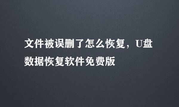 文件被误删了怎么恢复，U盘数据恢复软件免费版