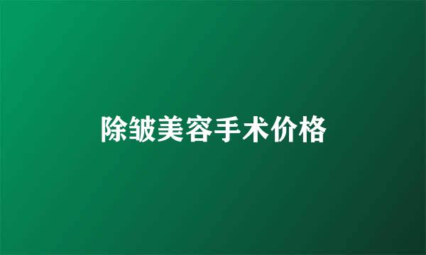 除皱美容手术价格