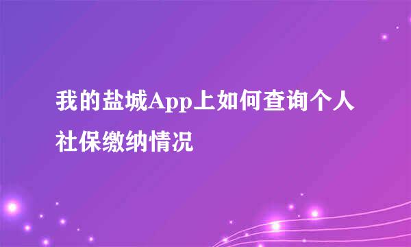 我的盐城App上如何查询个人社保缴纳情况