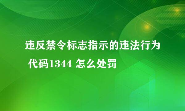 违反禁令标志指示的违法行为 代码1344 怎么处罚