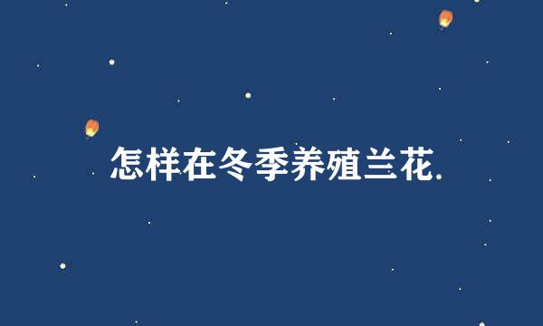 怎样在冬季养殖兰花