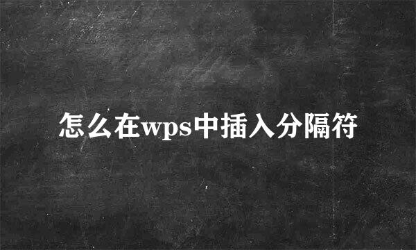 怎么在wps中插入分隔符
