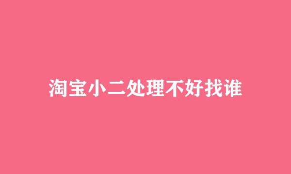 淘宝小二处理不好找谁