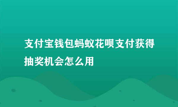 支付宝钱包蚂蚁花呗支付获得抽奖机会怎么用