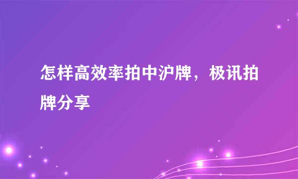 怎样高效率拍中沪牌，极讯拍牌分享