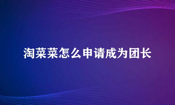 淘菜菜怎么申请成为团长