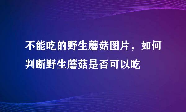 不能吃的野生蘑菇图片，如何判断野生蘑菇是否可以吃
