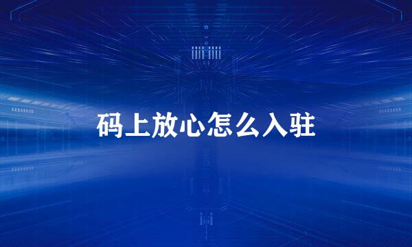 码上放心怎么入驻