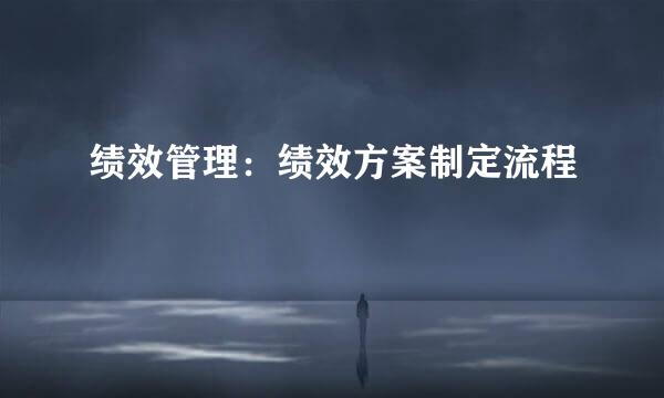 绩效管理：绩效方案制定流程