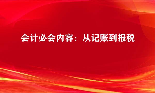 会计必会内容：从记账到报税